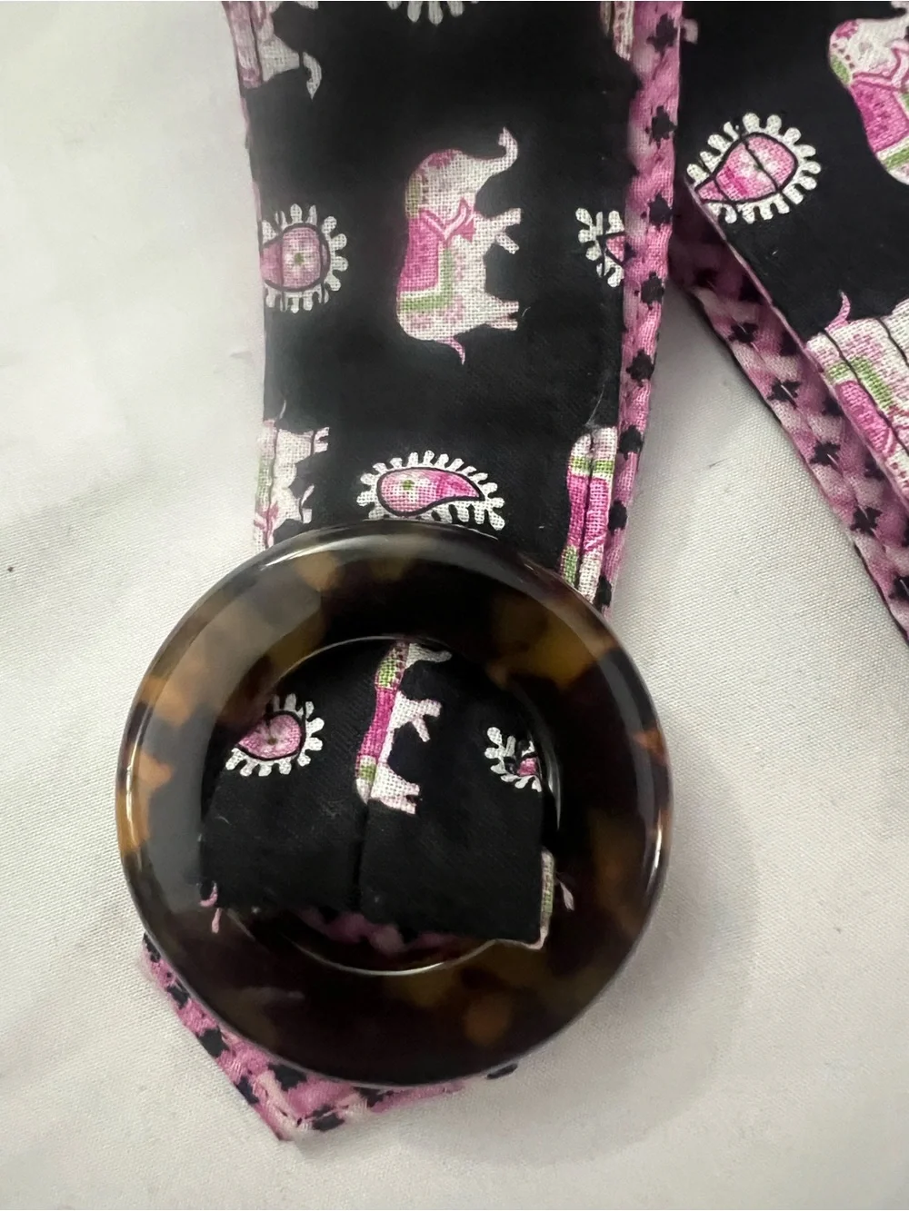 Vera Bradley Elephant reversible fabric belt. EUC. Size M/L approx 43 inches.